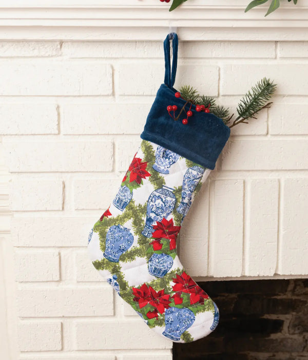 Classic Christmas Hydrangea Stocking