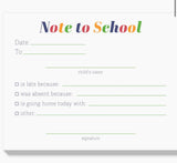 Note to School Notepad (Pastel or Primary)