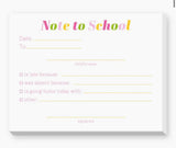 Note to School Notepad (Pastel or Primary)