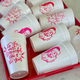 Vintage Santa (Styrofoam, Coffee or Frost Flex Cups) -  Red or Pink