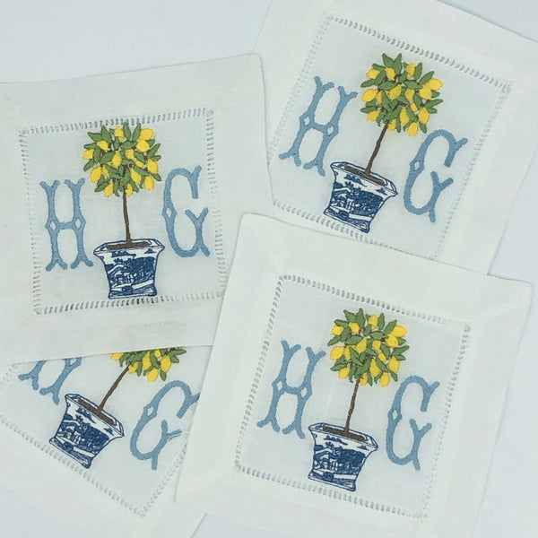 Lemon Tree Cocktail Napkins - Set of Four