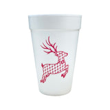 Chic Reindeer 16 oz Styrofoam - Red & Green