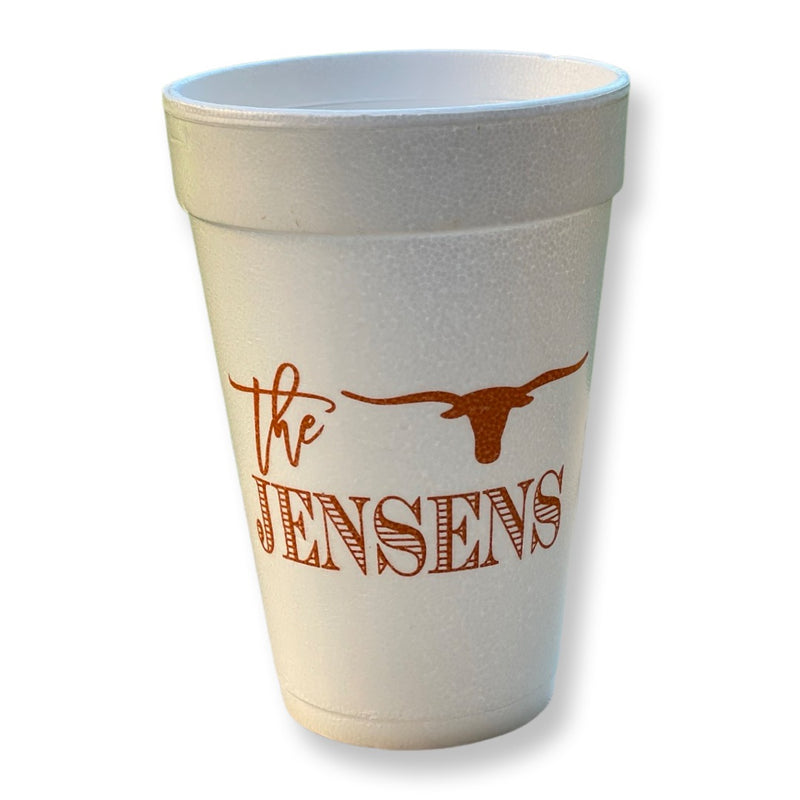 Personalized Hook'em Styrofoam Cups