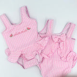 Pink Gingham Seersucker Infant Suit