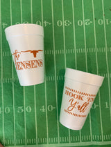 Personalized Hook'em Styrofoam Cups