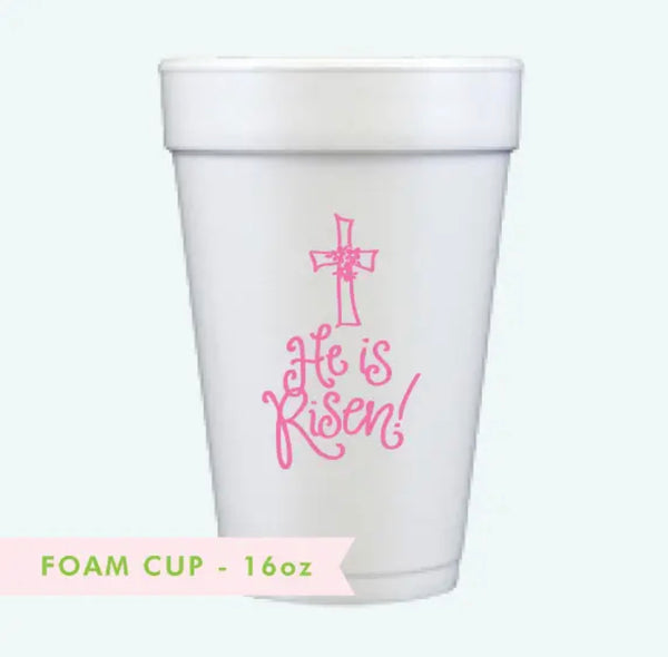 He is Risen Styrofoam Cups (Pink or Turquoise)