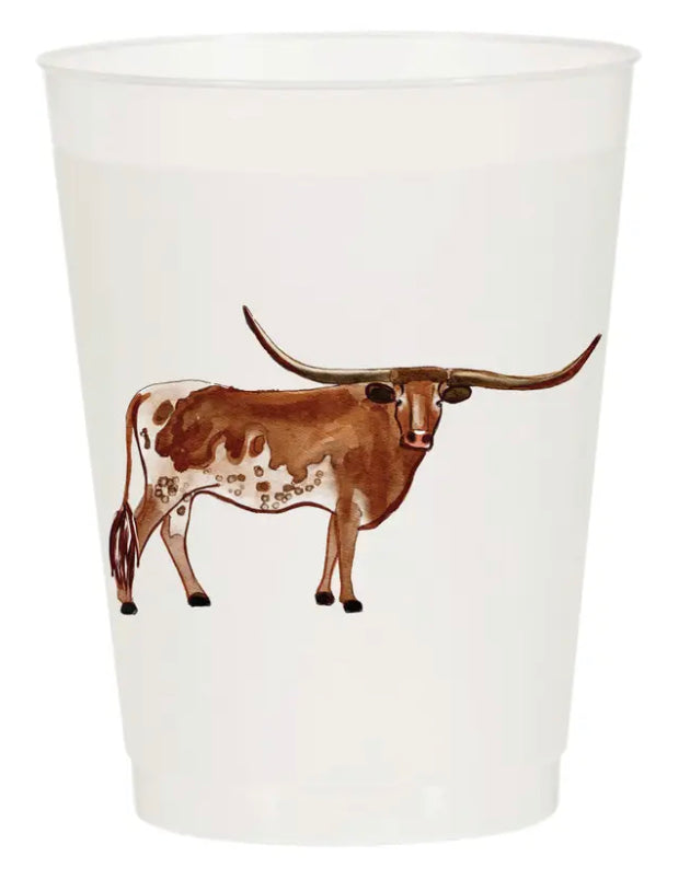 Reusable Watercolor Longhorn Cups (Sleeve of 10)